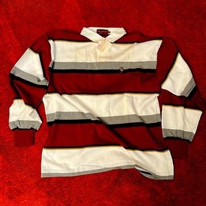 Ralph Lauren Chaps brand new Polo shirt. XL -White, maroon strips